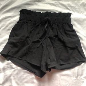 Women’s black paper bag shorts